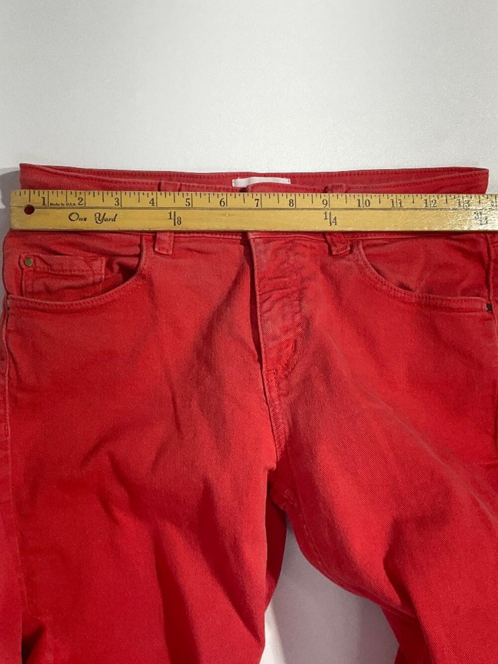 Sezane Size 28 Denim Perfect 7/8 Slim Coral/Orange Jeans Womens Ankle/Short 25" - Picture 9 of 15